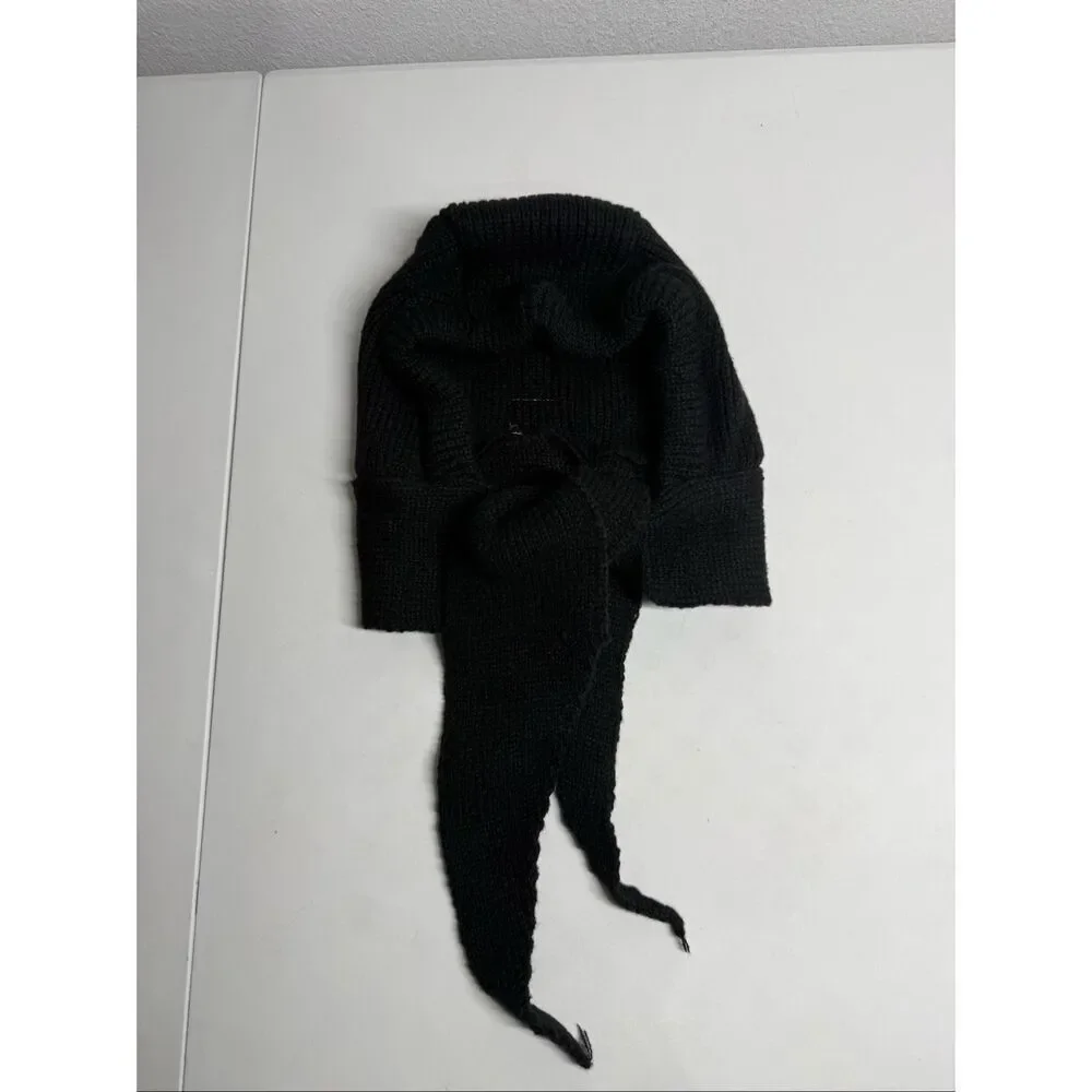 Knitted Winter Balaclava Thickened One-Piece Scarf Cap Hooded Y2K One Size Black